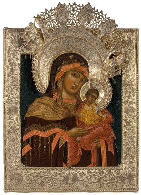 Lot 220 - Russian Gilt-Metal Icon of the Konevskaya...
