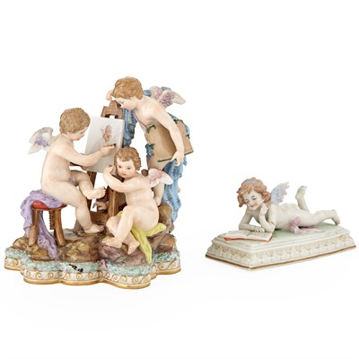 Lot 243 - Meissen Porcelain Group of Three Cupids Height...
