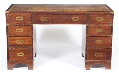 Lot 470 - Brass-Mounted Mahogany Campaign Style Desk...