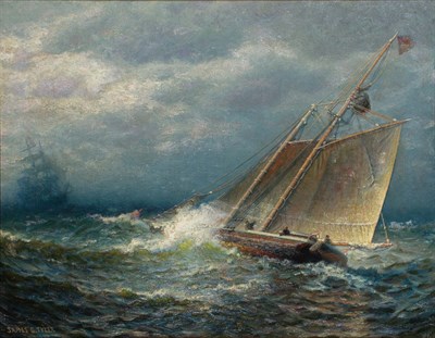 Lot 93 - James Gale Tyler American, 1855-1931 Ships at...