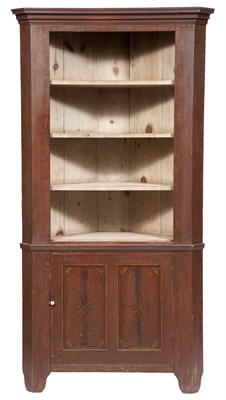 Lot 288 - American Grain-Painted Pine Corner Cupboard...