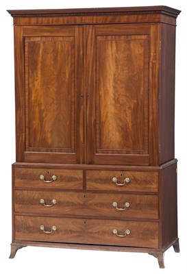 Lot 301 - George III Flame Mahogany Linen Press, Gillows...