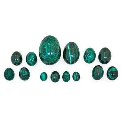 Lot 233 - Group of Fourteen Russian Malachite Eggs...