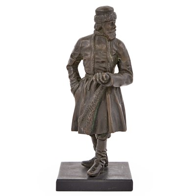 Lot 222 - Russian Bronze Figure of a Man On a later...