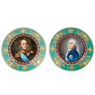 Lot 215 - Two Russian Style Porcelain Military Plates...
