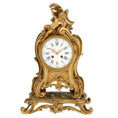 Lot 385 - Louis XV Style Gilt-Bronze Mantel Clock on...