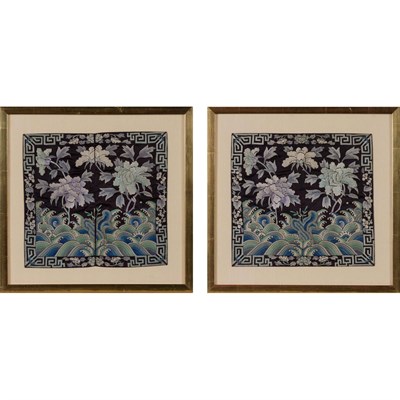 Lot 320 - Pair of Framed Chinese Silk Embroidered Rank...