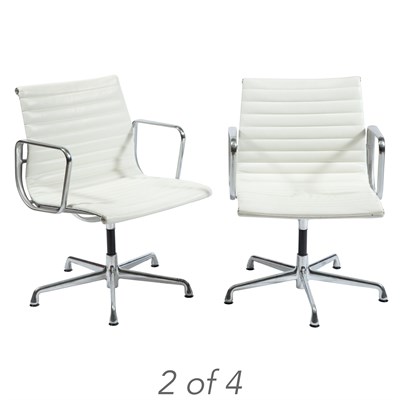 Lot 202 - Set of Four Eames Leather Upholstered Aluminum...