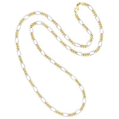 Lot 545 - Long Two-Color Gold Curb Link Chain Necklace