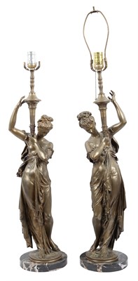 Lot 405 - Pair of Patinated Metal Figural Lamps After A....