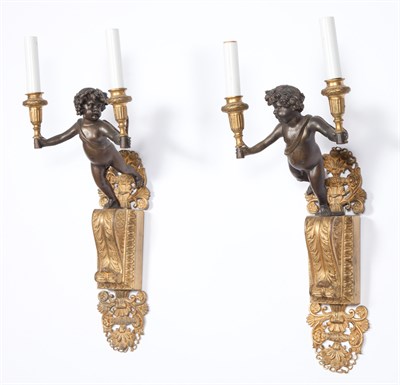 Lot 339 - Pair of Louis XVI Style Gilt and Patinated...