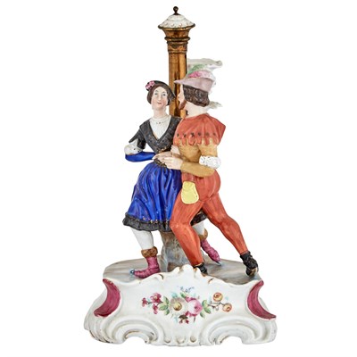Lot 178 - Continental Porcelain Figural Candlestick...