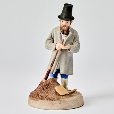 Lot 298 - Russian Porcelain Figure of Peasant with a Broom