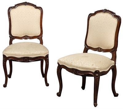 Lot 405 - Pair of Louis XV Style Walnut Side Chairs