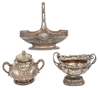 Lot 392 - Continental Silver Basket; Together with a...