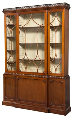 Lot 414 - George III Style Mahogany Breakfront Bookcase...
