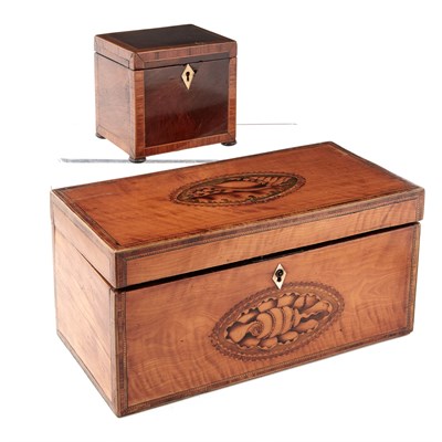 Lot 470 - George III Inlaid Satinwood Tea Caddy Last...