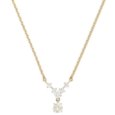 Lot 338 - White Gold and Diamond Pendant with Gold Chain