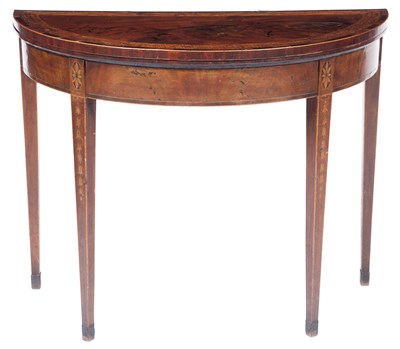 Lot 299 - George III Style Inlaid Mahogany Demilune Fold-...