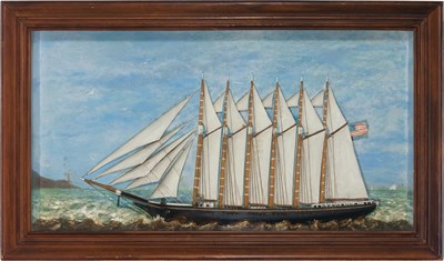Lot 456 - Carved and Painted Ship Diorama of a...