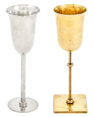 Lot 260 - Two Jean Després Plated Metal Goblets Each...