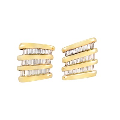 Lot 437 - Pair of Gold and Diamond Earclips