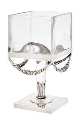 Lot 255 - Paul Iribe Silver and Glass Pedestal Vase...