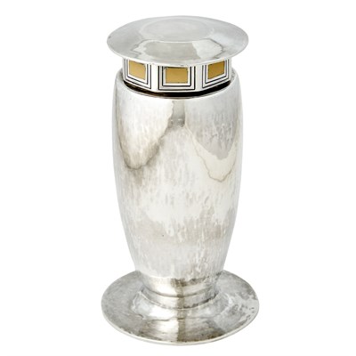 Lot 254 - Continental Yellow Enameled Silver Tea Caddy...
