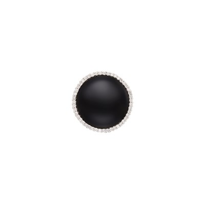 Lot 398 - White Gold, Black Onyx and Diamond Ring