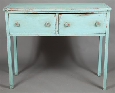 Lot 377 - Blue Painted Wood High-Waisted Sideboard...
