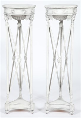 Lot 410 - Pair of Empire Style White Painted Torchères...