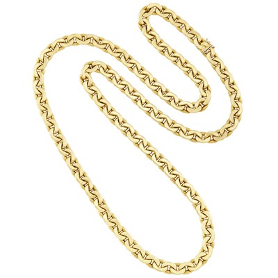 Lot 579 - Long Gold Curb Link Chain Necklace