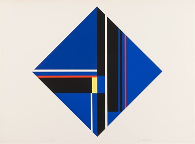 Lot 21 - Ilya Bolotowsky Blue Diamond II Signed Ilya...