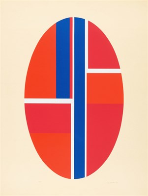 Lot 23 - Ilya Bolotowsky Composition in Blue & Red...