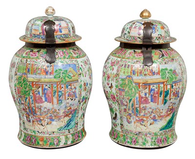 Lot 221 - Pair of Chinese Export Famille Rose and Parcel-...