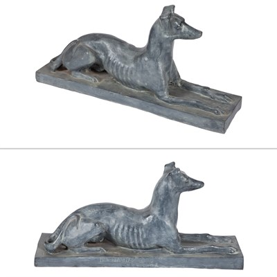 Lot 416 - Pair of Gray Painted Composition Figures of...