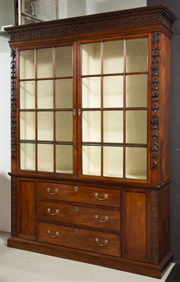 Lot 217 - George II Mahogany Bookcase Cabinet In two...