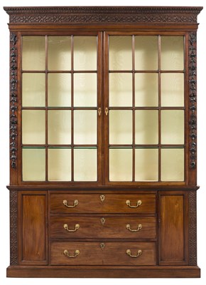 Lot 217 - George II Mahogany Bookcase Cabinet In two...