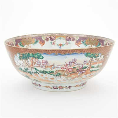 Lot 219 - Chinese Export Famille Rose Porcelain Punch...