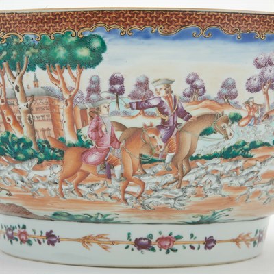Lot 219 - Chinese Export Famille Rose Porcelain Punch...