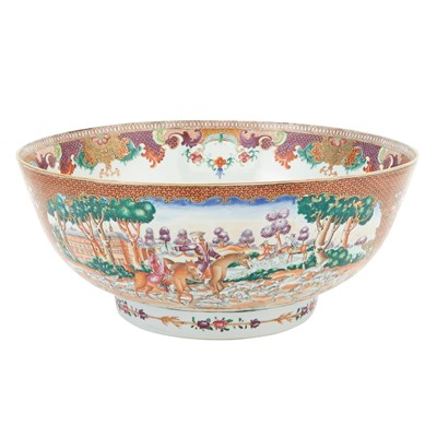 Lot 219 - Chinese Export Famille Rose Porcelain Punch...