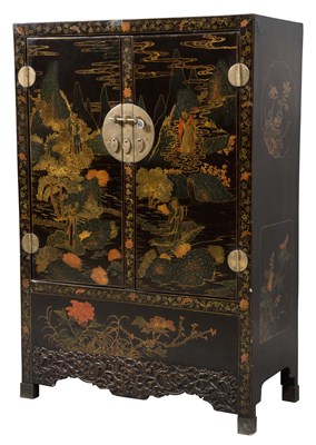 Lot 419 - Chinese Black Lacquer, Polychrome-Decorated...