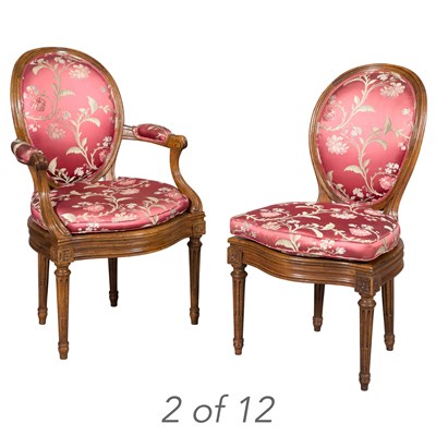 Lot 420 - Set of Fourteen Louis XVI Style Walnut Dining...