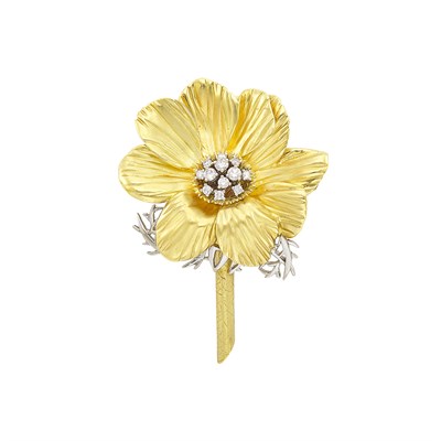Lot 154 - Gold, Platinum and Diamond Flower Brooch, Marlene Stowe