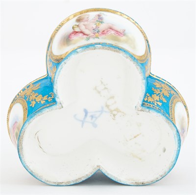 Lot 554 - Sèvres Porcelain, Bleu Celeste Triple Salt...