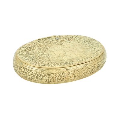 Lot 343 - Dutch Brass Tobacco Box 18th Century Of oval...