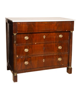 Lot 303 - Empire Mahogany Marble Top Commode Height 41...