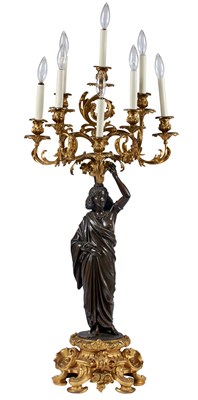 Lot 338 - Pair of Parcel Gilt and Patinated Bronze...