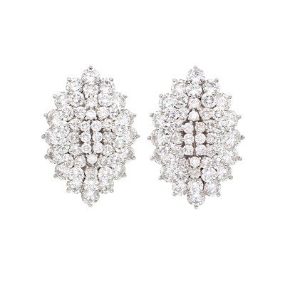 Lot 224 - Pair of Platinum and Diamond Earclips