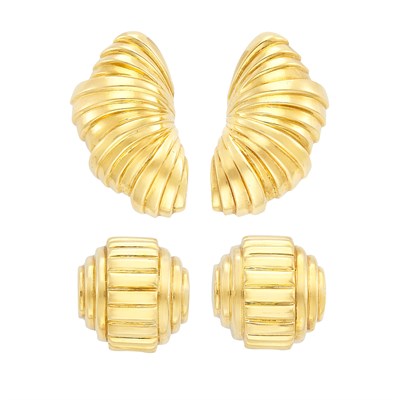 Lot 42 - Two Pairs of Gold Earclips
